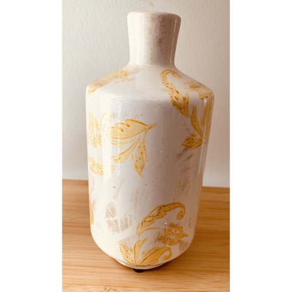 Anthropologie Distressed Patterned Vase Tall 8” High Dark Yellow - Picture 2 of 10